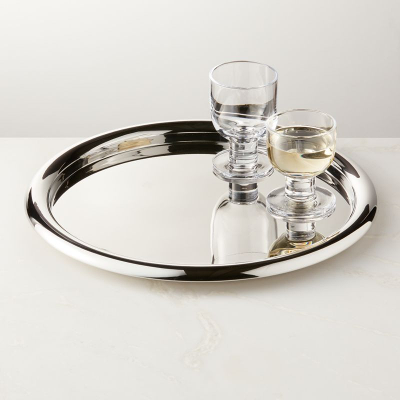 Piero Round Polished Stainless Steel Serving Tray by Gianfranco Frattini + Reviews | CB2 | CB2