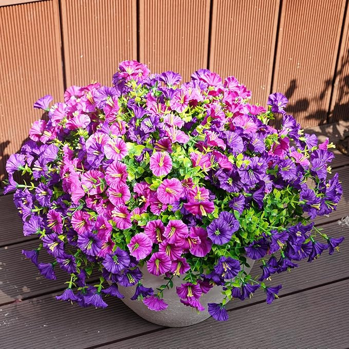 Artificial Flowers for Outdoors, UV Resistant Fake Silk Morning Glory, Realistic Faux Plants for ... | Amazon (US)