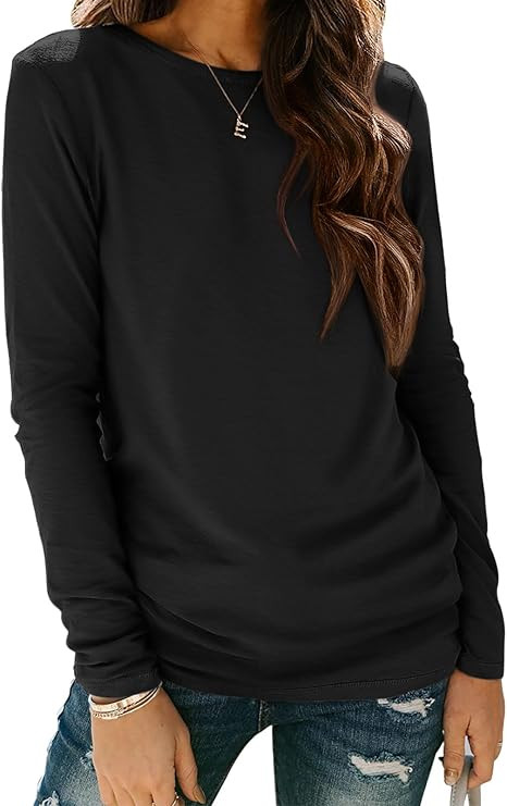 ATHMILE Womens Long Sleeve Shirts Basic Tee Fall Trendy Spring Top Business Casual Beach Vacation... | Amazon (US)