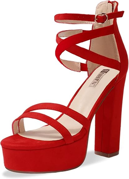 IDIFU Women's Platform Chunky High Heels Dress Sandals Open Toe Ankle Strap Strappy Wedding Brida... | Amazon (US)