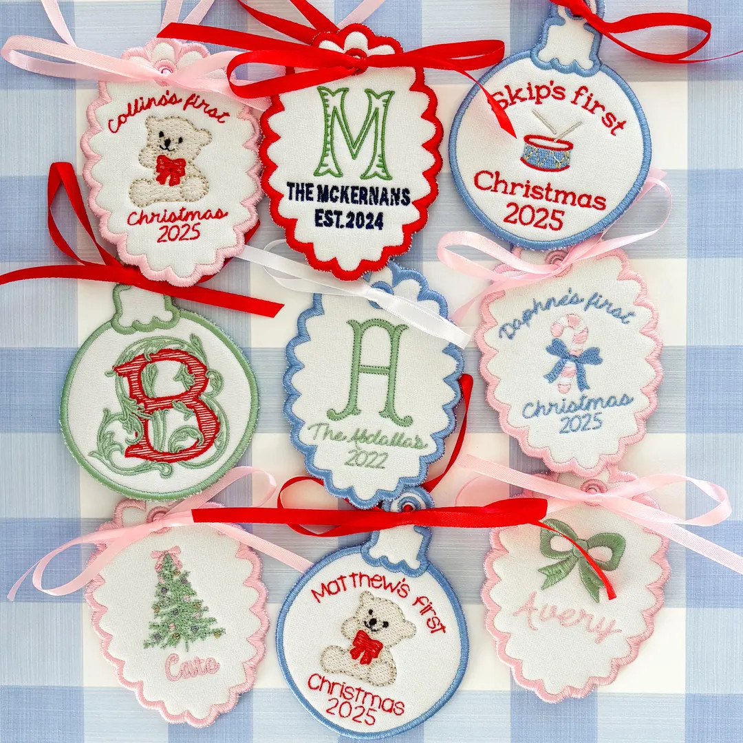 Custom Embroidered Christmas Ornament With Monogram, Baby's First Christmas, Wedding/family Est. ... | Etsy (US)