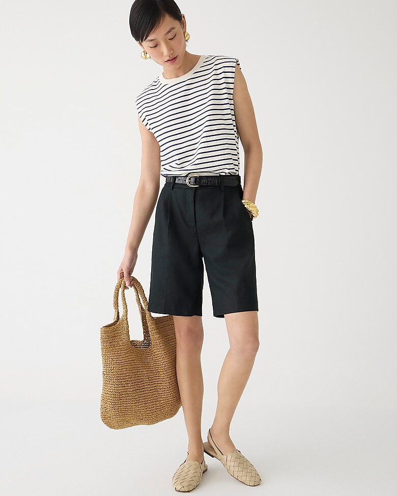 Structured muscle T-shirt in stripe mariner cotton | J. Crew US