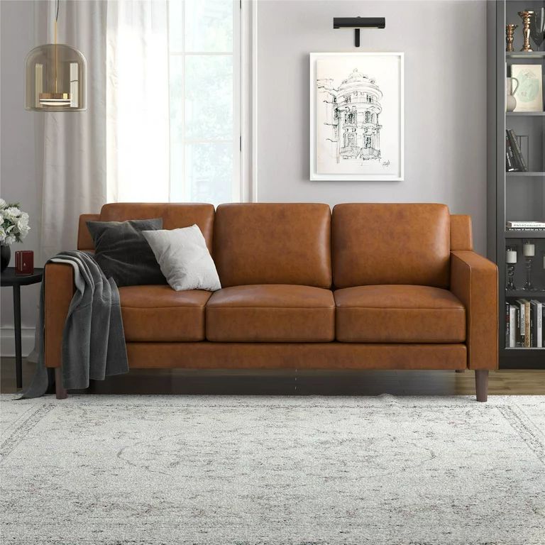 DHP Bryanna 3 Seater Sofa , Camel Faux Leather | Walmart (US)