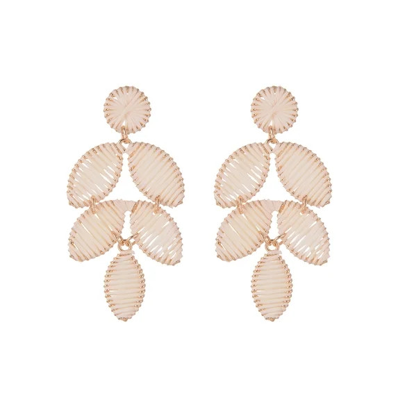 Time and Tru Goldtone Ivory Raffia Leaf Drop Earring | Walmart (US)