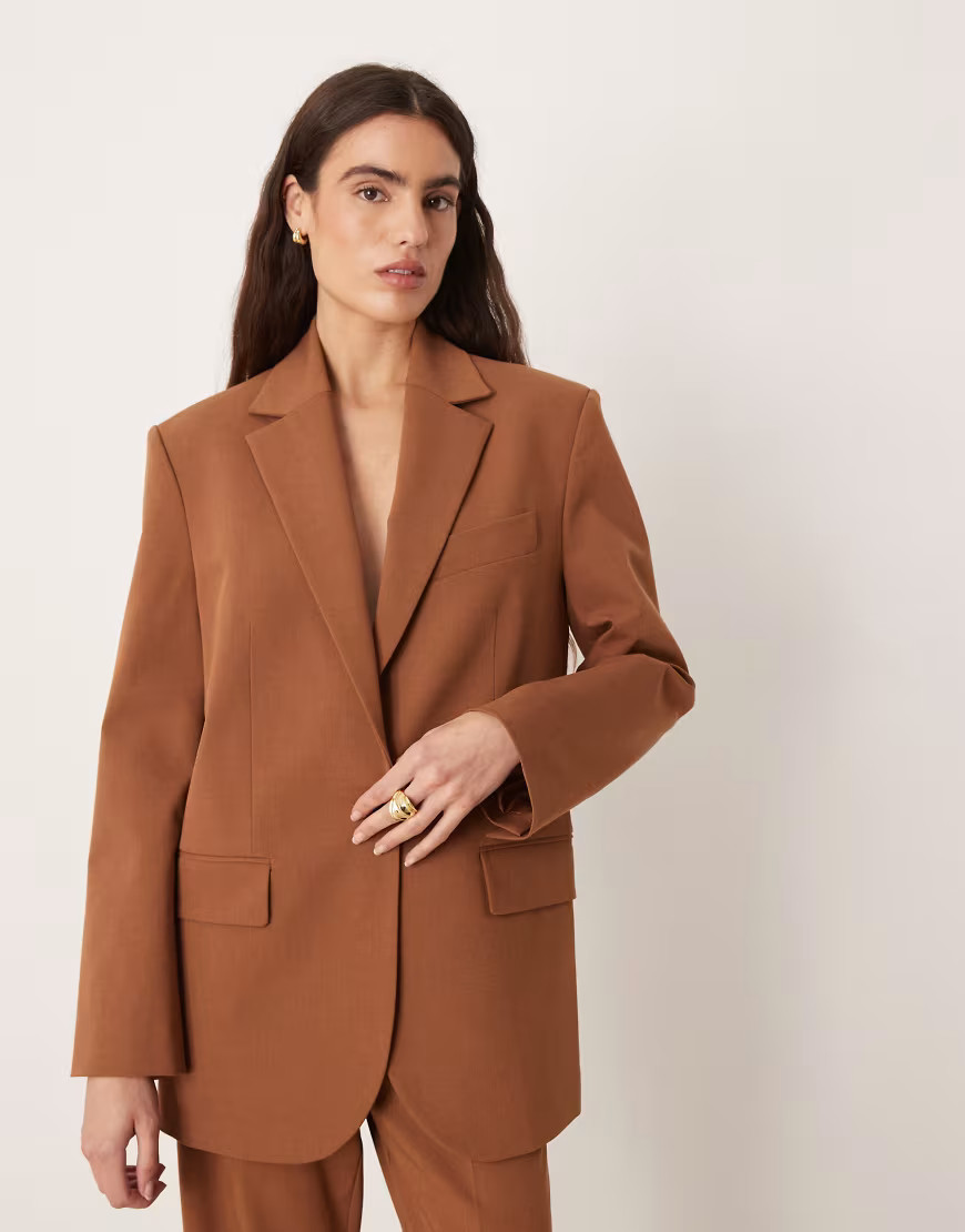 Mango Milano tailored blazer co-ord in caramel-Neutral | ASOS (Global)