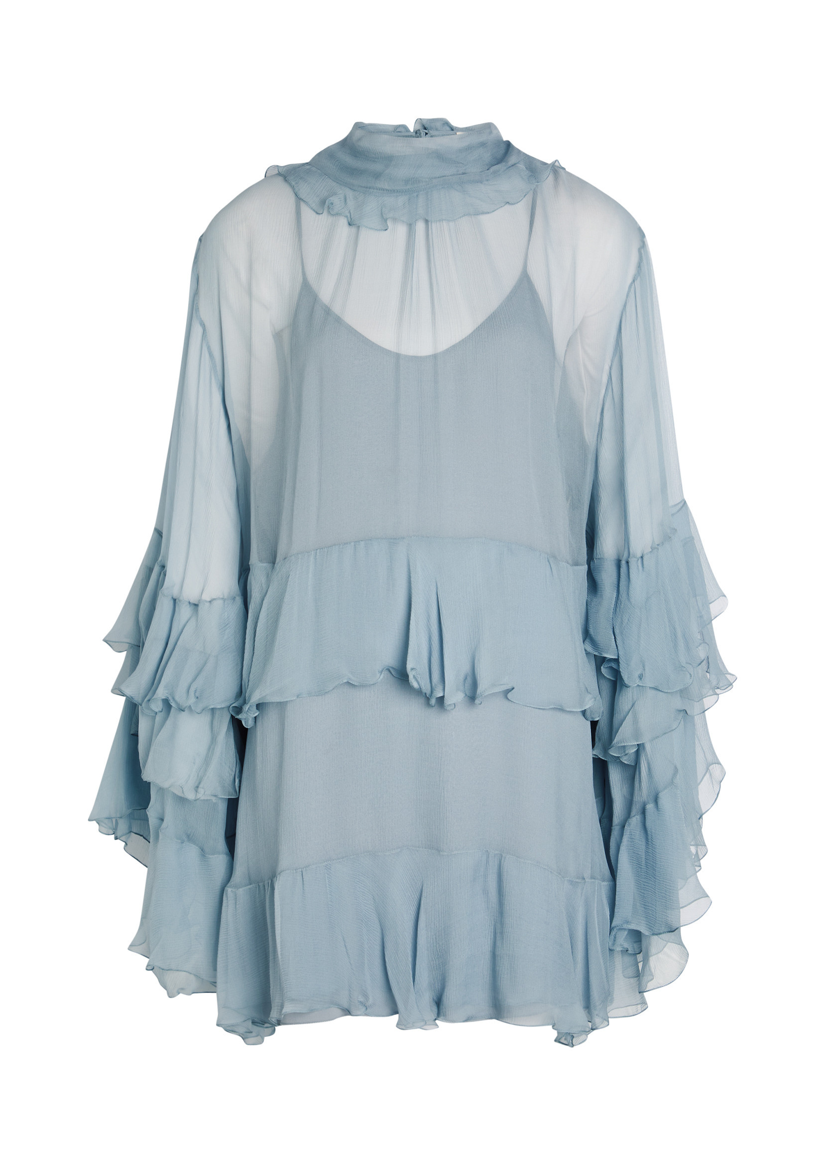 Ruffled tiered silk-chiffon mini dress | Harvey Nichols