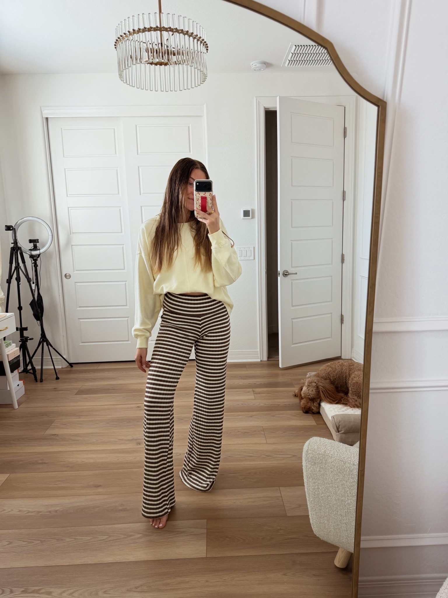 Today’s outfit! Wearing a medium top and small tall pants 