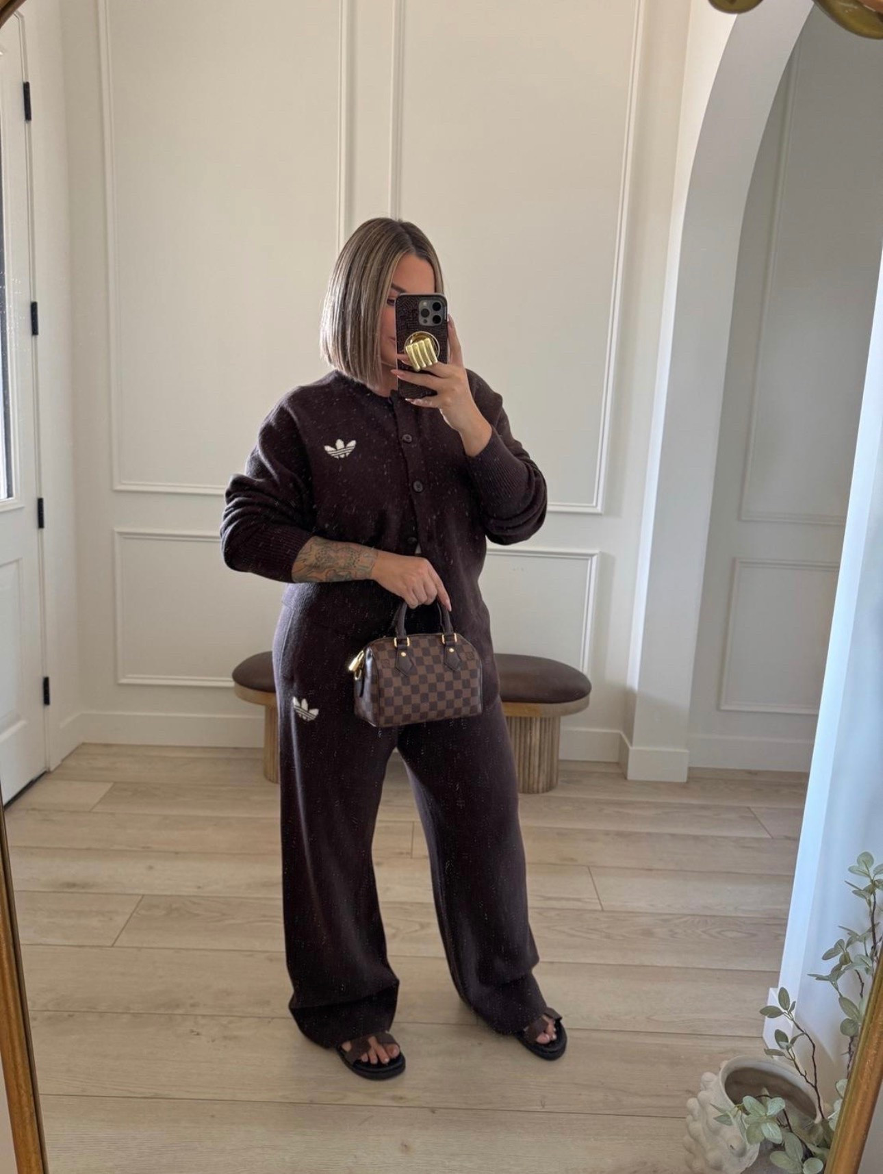 match these pieces with other stuff in your closet. 

Cardigan  L 
Pants XL they are nice a long. I’m 5’5 and they are plenty long on me with a chunky sneaker I would say size up in the pants for a relaxed fit. 

Grab it now because their stuff sells out extreamly fast ! 

#adidas