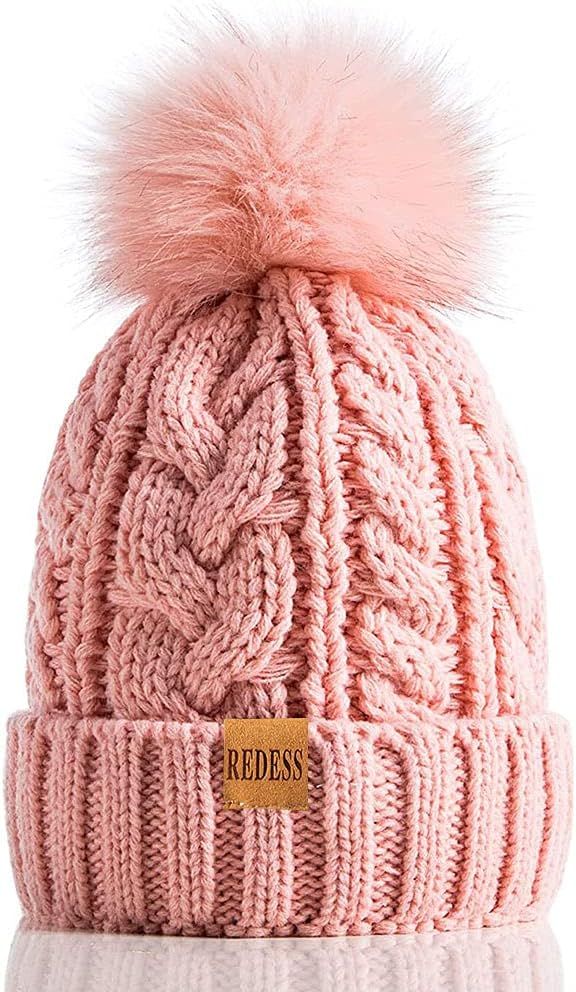 REDESS Women Winter Pompom Beanie Hat with Warm Fleece Lined, Thick Slouchy Snow Knit Skull Ski C... | Amazon (US)