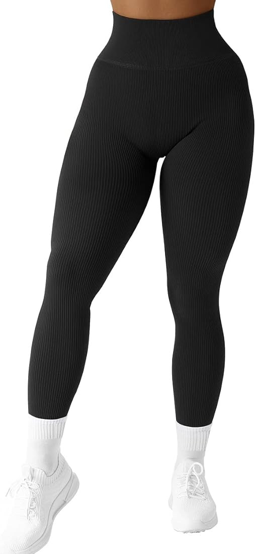 SUUKSESS Women Ribbed Seamless Leggings High Waisted Workout Gym Yoga Pants | Amazon (US)