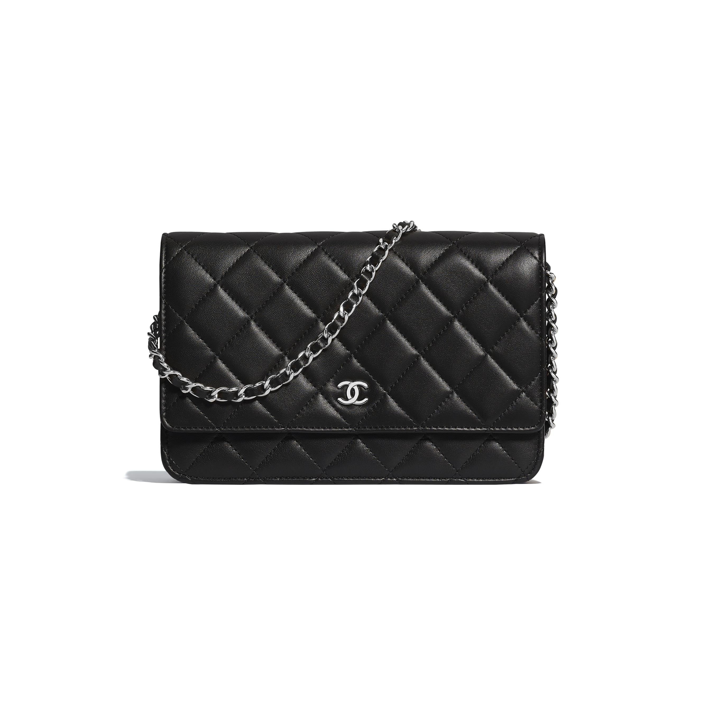 Lambskin & Silver-Tone Metal Black Classic Wallet on Chain | CHANEL | Chanel, Inc. (US)