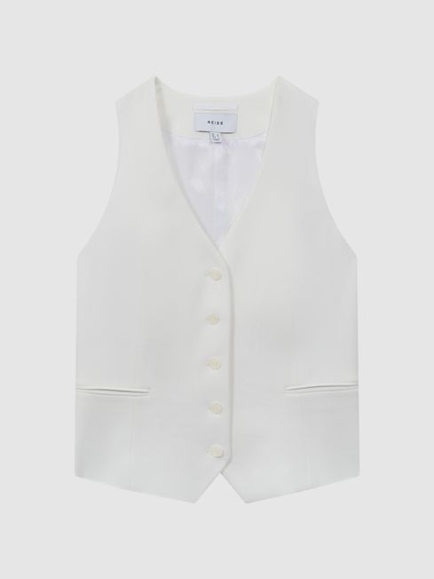 Reiss White Sienna Crepe Adjustable Suit Waistcoat | Reiss UK