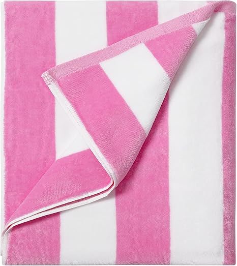 LULUHOME Plush Oversized Beach Towel - Large Cotton Thick 36 x 70 Inch Pink Striped Pool Towels, ... | Amazon (US)