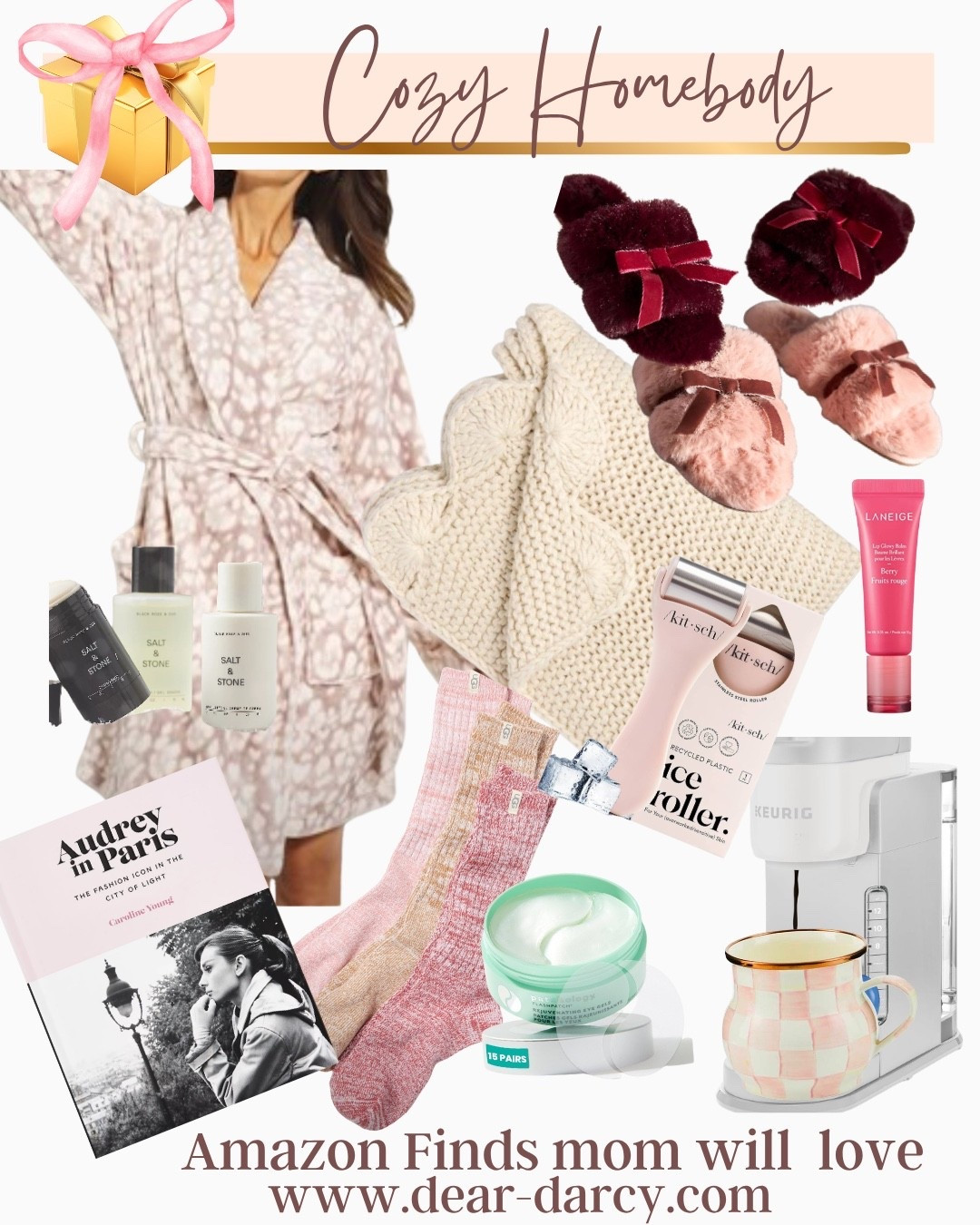 Cost at home 
Amazon finds /favorite things
For a little self care and the homebody

Cozy robe
Slippers with bows
Coffee and cute mug

Audrey yup burn book 

Ice roller for face 
Lip mask
Cute scallop blanket 
Salt & sand best seller beauty products 

Eye patches 

Great gift ideas too#LTKFindsUnder100 #LTKGiftGuide

#LTKMothersDay #LTKselfcare #LTKmomlife