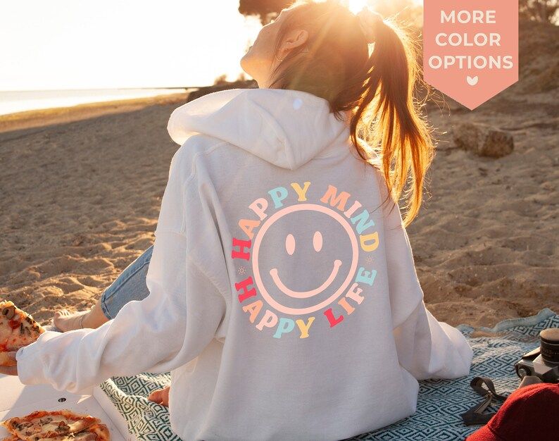 Happy Mind Happy Life Hoodie  Smiley Face Hoodie  Positive | Etsy | Etsy (US)