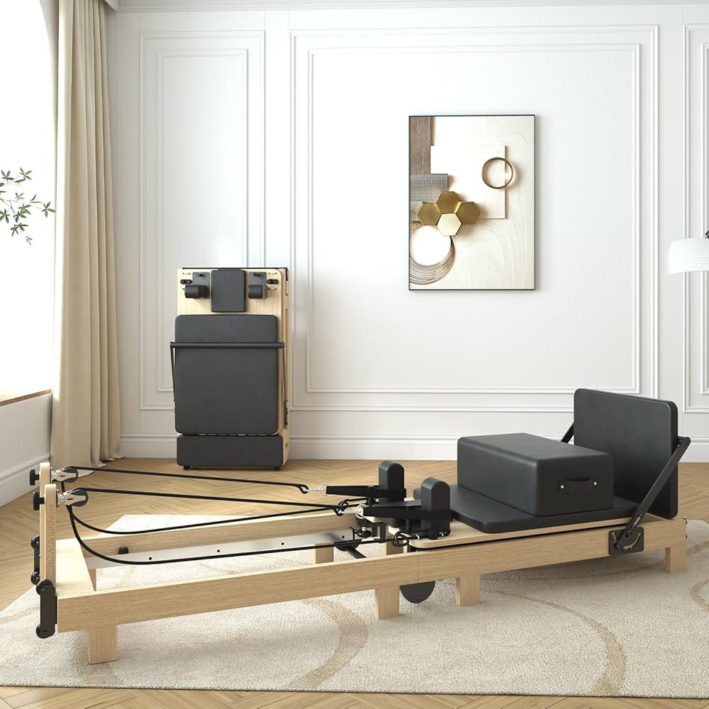 Pilates Reformer, PAETA Wooden Foldable Pilates Reformer Machine with Springs, Pilates Machines f... | Amazon (US)