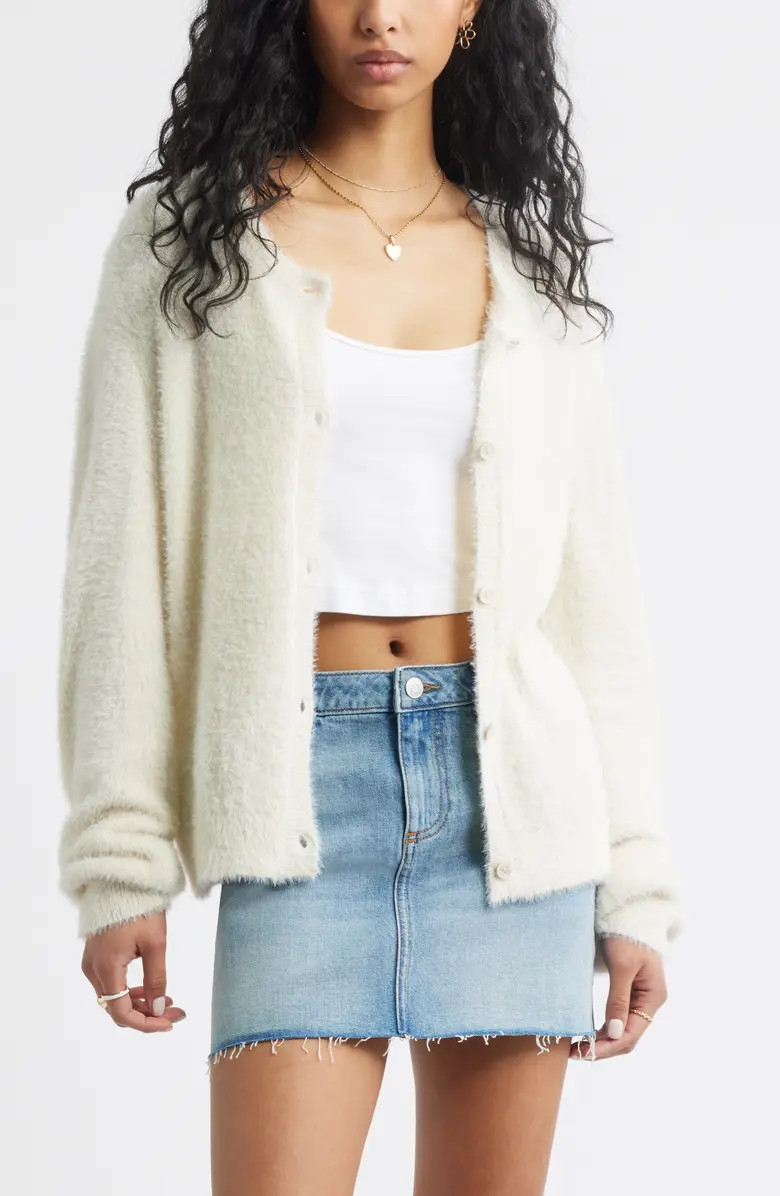 BP. Fuzzy Scoop Neck Cardigan | Nordstrom | Nordstrom