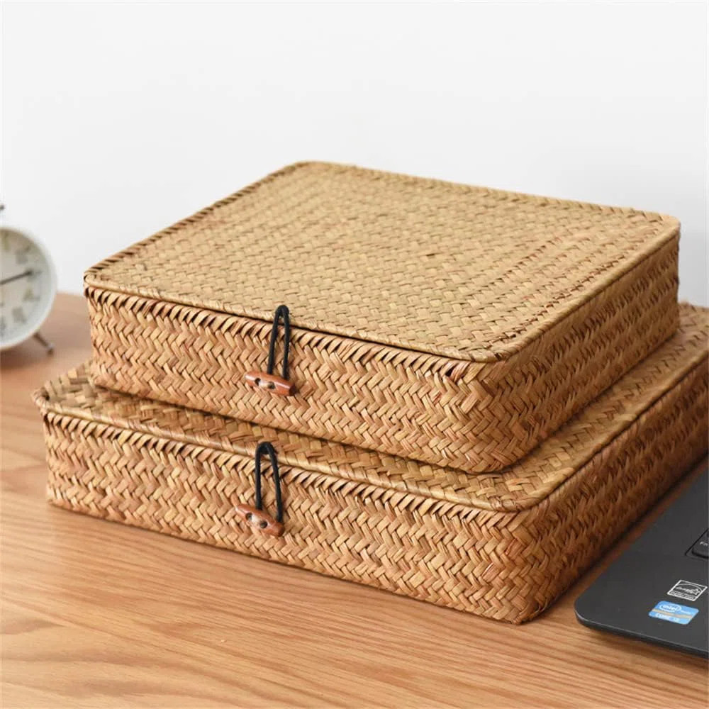 Bayou Breeze Flat Seagrass Storage Bins With Lid,Set Of 2 Natural | Wayfair | Wayfair North America