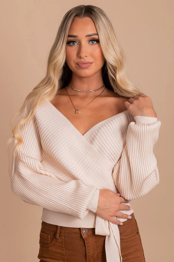 Warm My Heart Long Sleeve Wrap Sweater | Bella Ella Boutique, LLC