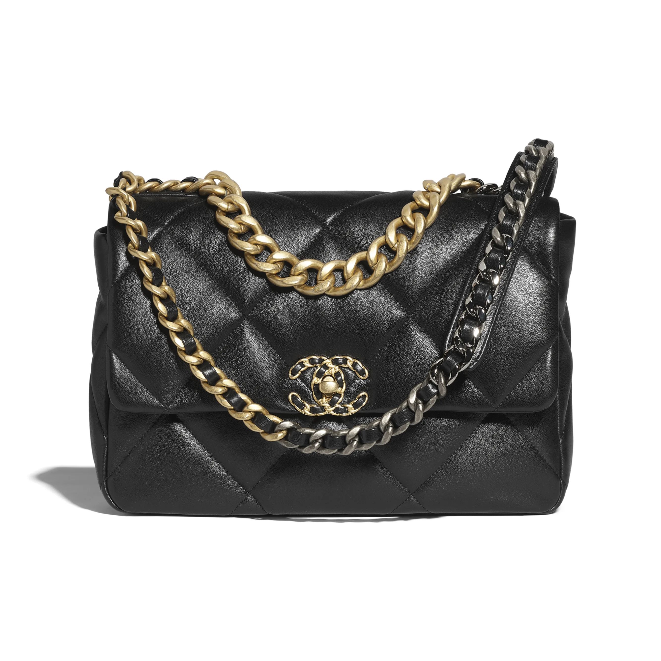 CHANEL 19 Large Handbag

            
		Shiny Lambskin, Gold-Tone, Silver-Tone & Ruthenium-Finish... | Chanel, Inc. (US)