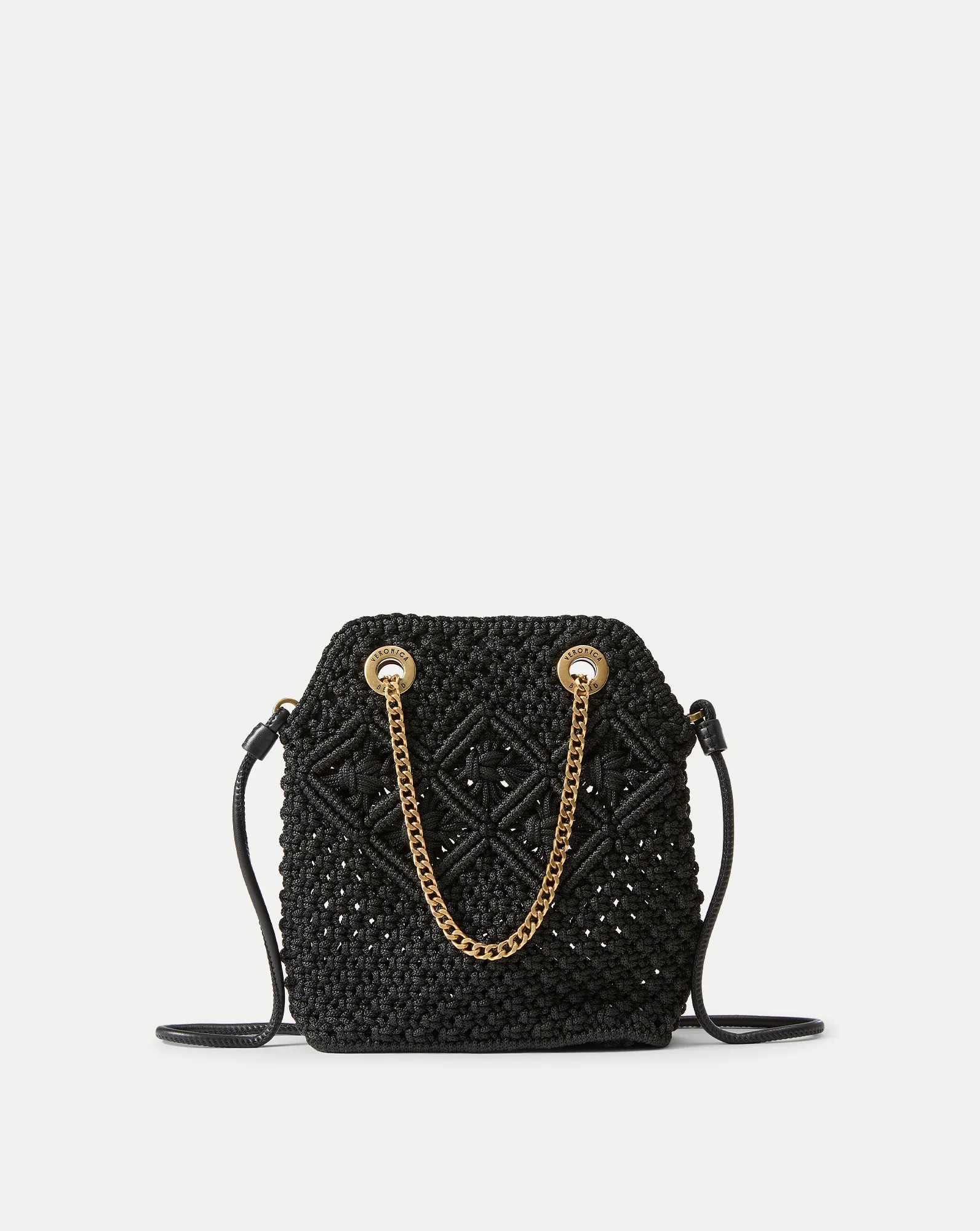 Small Veronica Beard Macramé Slouch Bag in Black | Veronica Beard | Veronica Beard