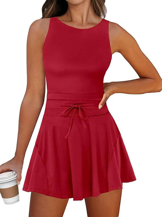 Caracilia Women's Tennis Mini Dresses 2026 Summer Sleeveless Built in Shorts Golf Athletic One Pi... | Amazon (US)
