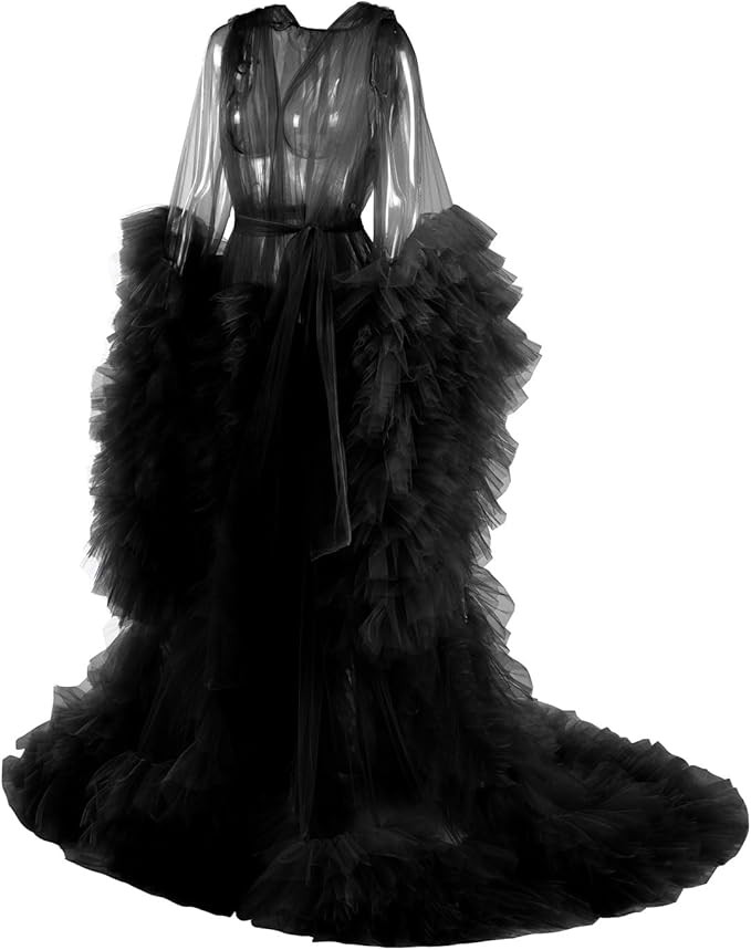 Tulle maternity robe for photoshoot Lingerie for Women Old Hollywood Robe Nightgown Tulle Bathrob... | Amazon (US)
