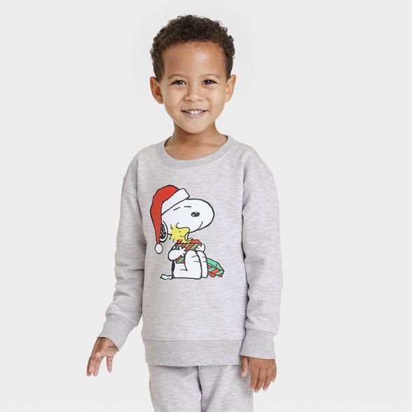 Toddler's Peanuts Family Holiday Graphic Sweatshirt - Light Gray Wash | Target