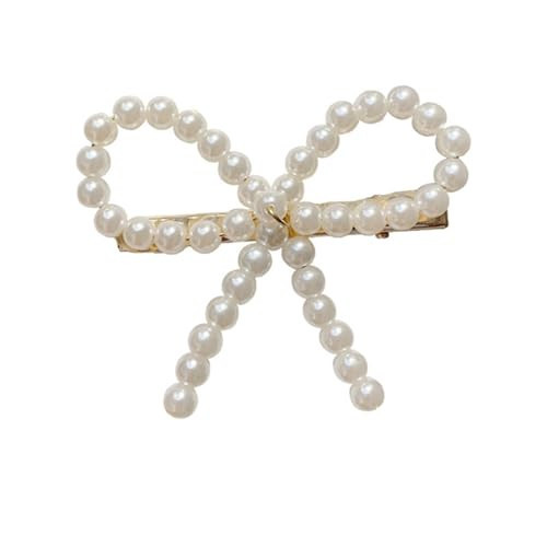 Elegant Pearl Bow Hair Clip - White Barrette Hairpin Headwear for Women, Girls, Weddings, Brides, Birthdays, and Valentine's Gifts | Amazon (US)