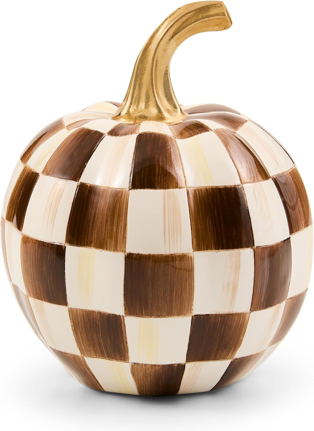 MACKENZIE-CHILDS Resin Pumpkin, Mini, Dark-Brown-and-White Chocolate Check | Amazon (US)