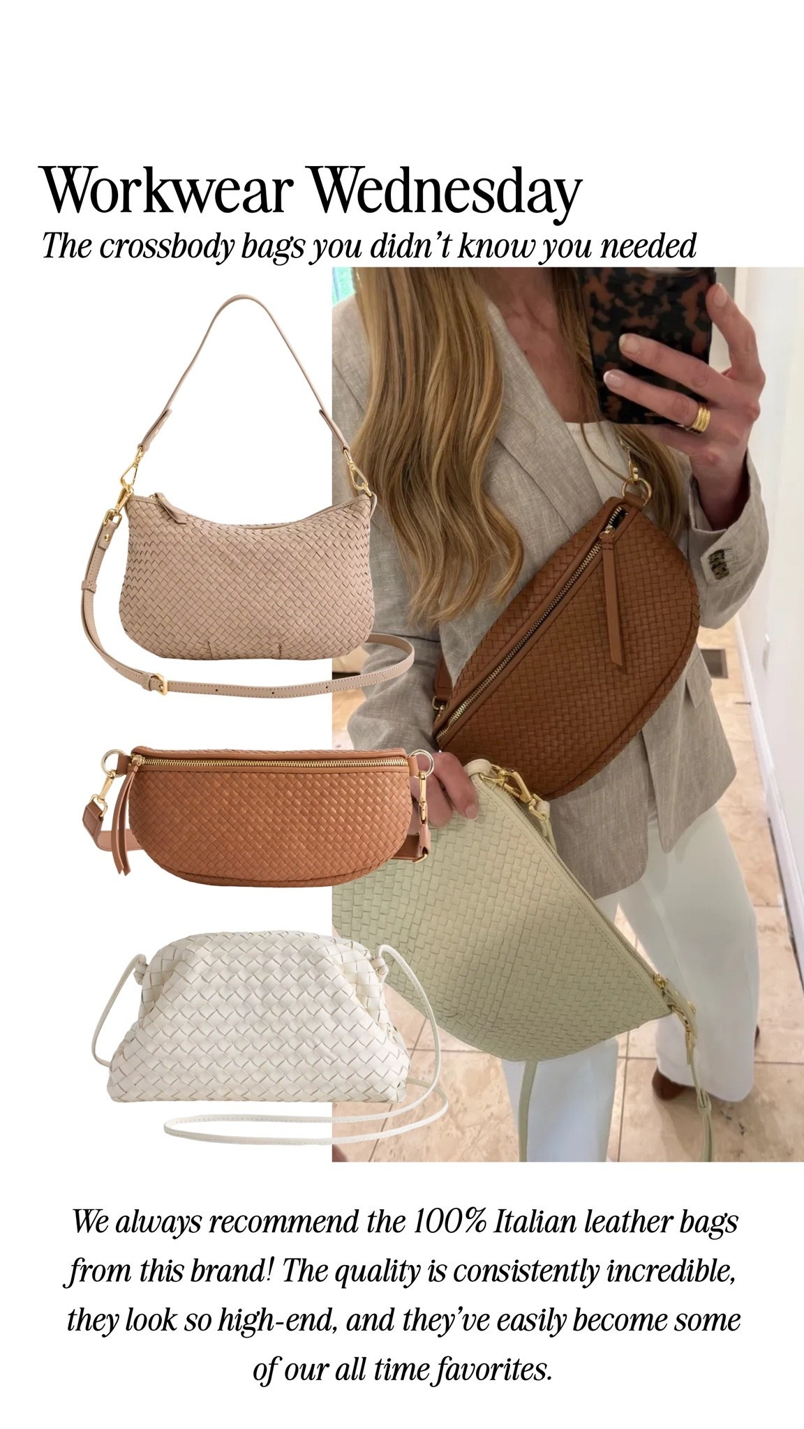 The crossbody bags you didn’t know you needed!! We always recommend the 100% Italian leather bags from this brand! @Quince