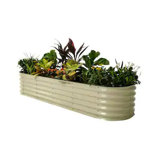17 in. Tall 9-In-1 Modular Pearl White Metal Raised Garden Bed Kit | The Home Depot
