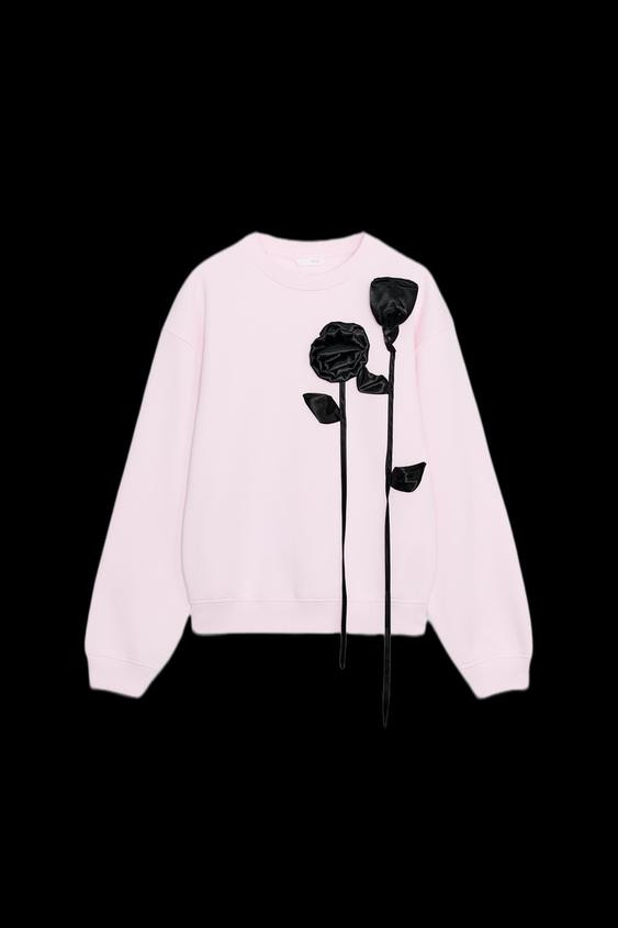 CONTRAST FLOWER SWEATSHIRT | Zara US