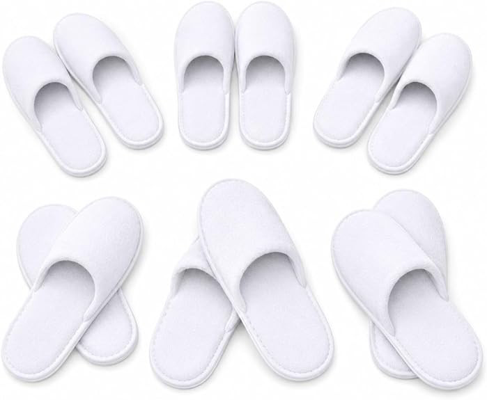Premium Spa Slippers, Disposable White Guest Slippers, Non-Slip, 6 Pairs | Amazon (US)