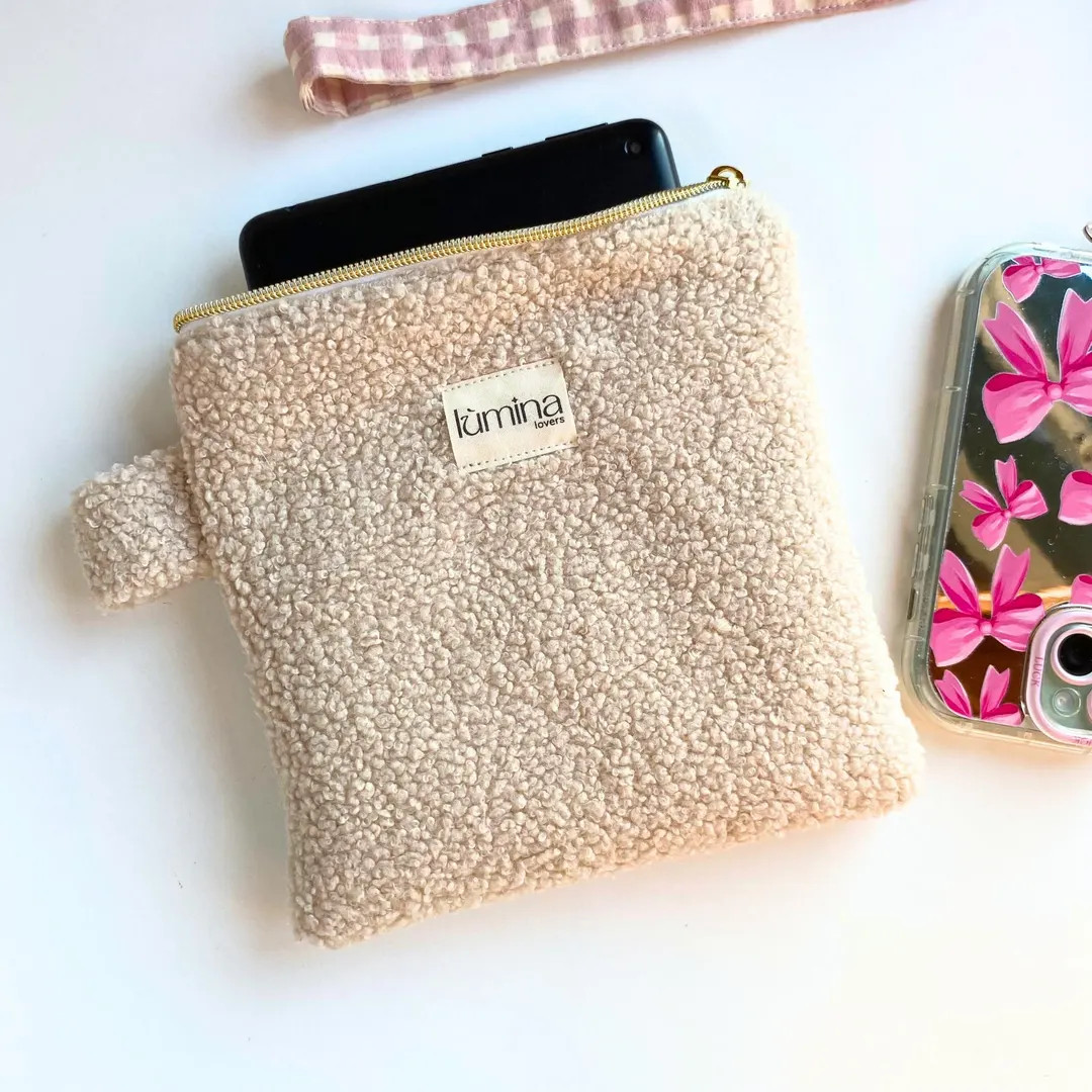 Beige Teddy Pouch eBook Reader Cover Cozy Kindle Sleeve Gift for her Paperwhite Case Kobo Libra C... | Etsy (US)