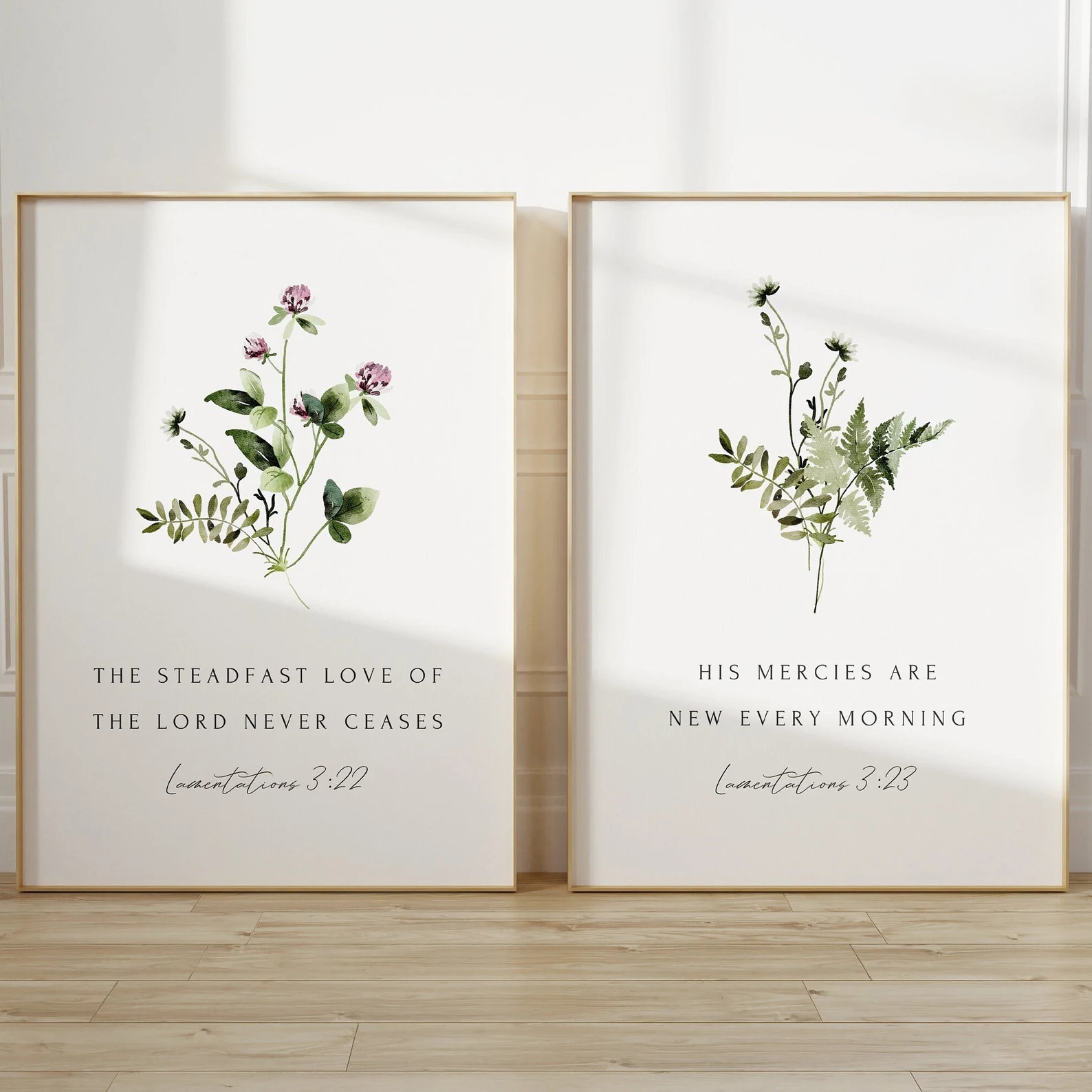 Christian Floral Poster Set of 2, His Mercies Are New Every Morning, Lamentations 3:22-23, Botani... | Etsy (US)