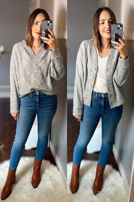 Madewell try on — Madewell sale — Fall outfits 

Marled gray raglan sleeve cardigan sweater — TTS, M
10” high rise skinny jeans — TTS with snug fit, 28
Brown pointed toe ankle boots — TTS 

*Linked similar layering tank options. Mine is older from Target. I linked a similar style from Target and also one from Madewell. 

#LTKxMadewell #LTKsalealert #LTKSeasonal