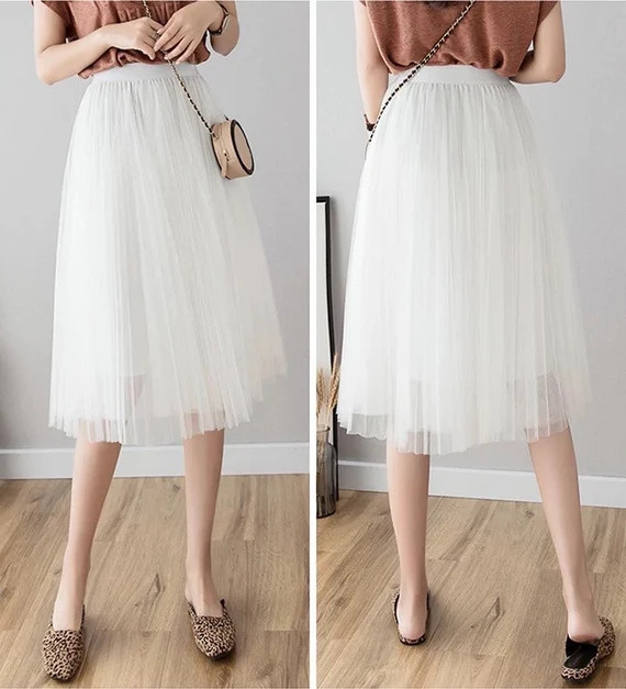 White MIDI SKIRT tulle tutu knee length short medium calf size 00 0 2 4 6 8 women’s women sz | Etsy (US)