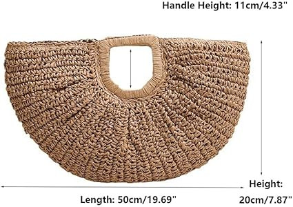 Straw Woven Tote Bag Hand Bags, Purses for Women with Geometric Handles Beach Ladies Handbags Hol... | Amazon (US)