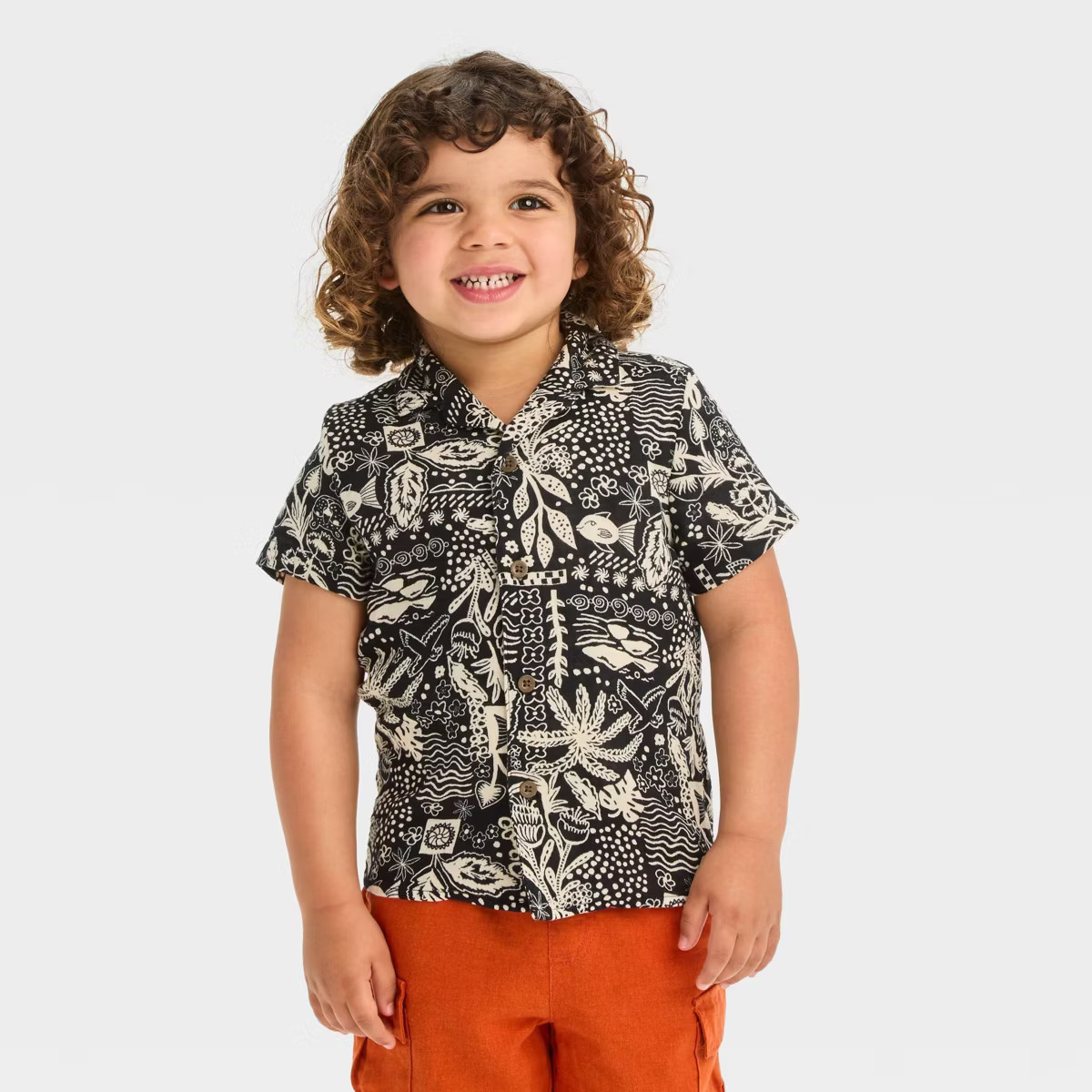Toddler Boys' Short Sleeve Textured 'Button-Up' Shirt - Cat & Jack™ | Target
