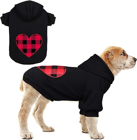 Dog Hoodie Dog Sweaters for Small Dogs Pet Clothes Black Buffalo Plaid Warm and Soft Breathable C... | Amazon (US)