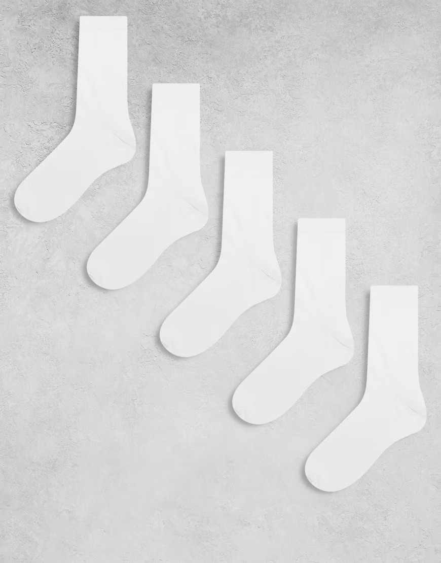 ASOS DESIGN 5 pack cotton rich socks in white - WHITE | ASOS (Global)