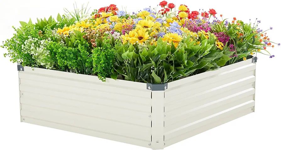 zizin Large Raised Garden Bed Kit Square 4ft Outdoor Rustproof Bottomless Metal Planter Box for V... | Amazon (US)