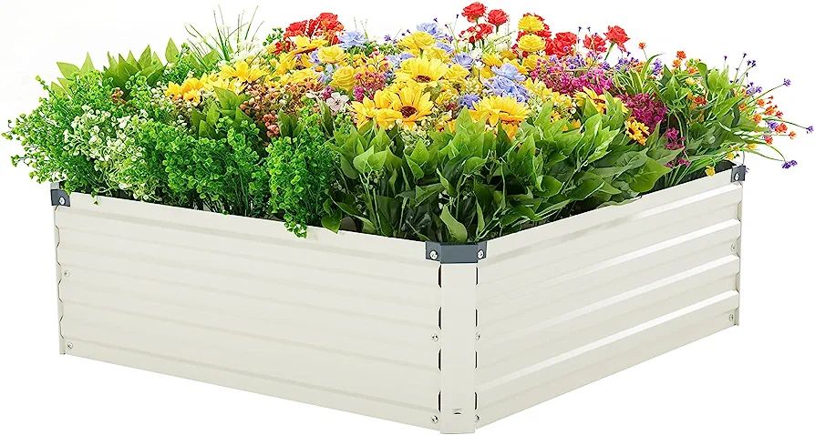 zizin Large Raised Garden Bed Kit Square 4ft Outdoor Rustproof Bottomless Metal Planter Box for V... | Amazon (US)