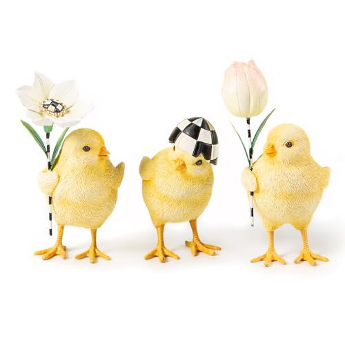 MACKENZIE-CHILDS Set of 3 Rose Garden Chicks, Spring Baby Chick Decorations, Easter Table Decor | Amazon (US)