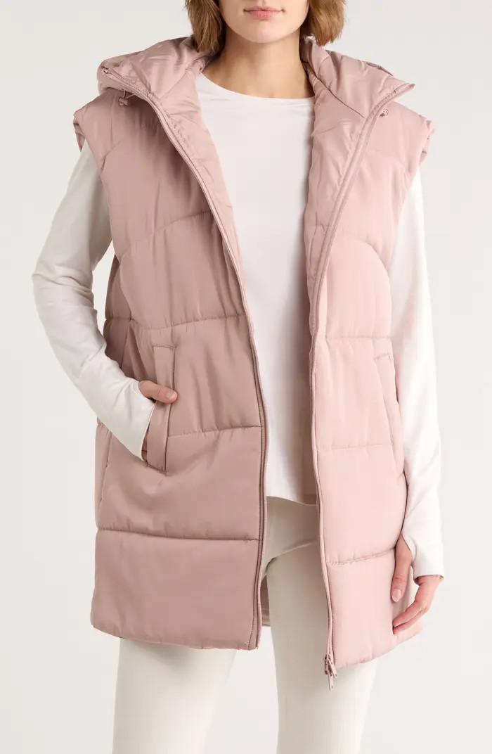 Hooded Long Quilted Vest | Nordstrom Rack