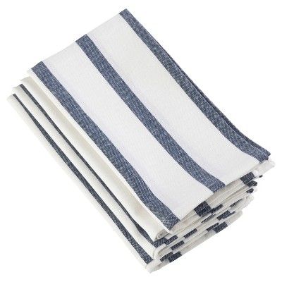 4pk Navy Blue Striped Printed Design Napkin 20" - Saro Lifestyle® | Target