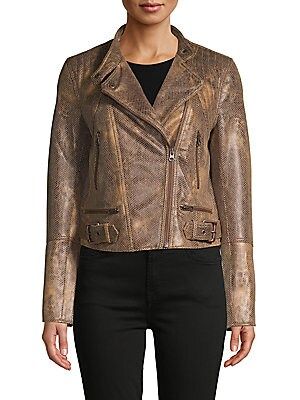 Snake-Embossed Faux Leather Moto Jacket | Saks Fifth Avenue OFF 5TH