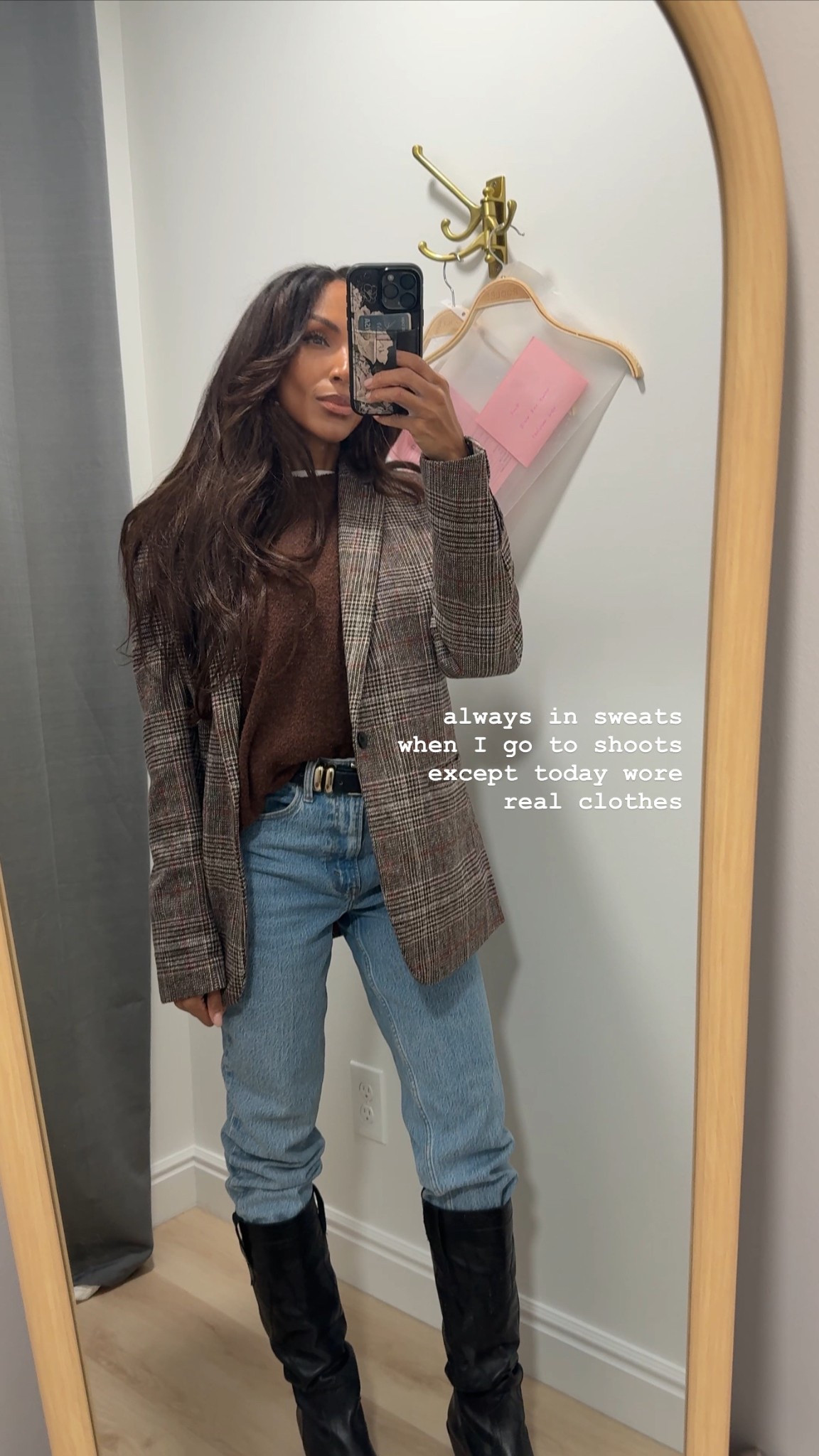 Casual look | linked what I could & similar pieces I think are beautiful also. Shop from your own closet- grab an oversized blazer paired with an oversized sweater and white tee underneath. Your favorite denim (I love these ones I linked and am wearing here), vintage belt and black Zara cowboy boots! 