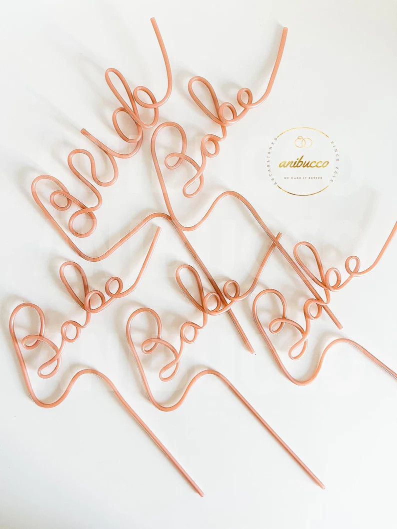 XL Rose Gold Babe & Bride Party Straw Brides Babes Bridesmaid Party Favor Babe Bachelorette Party... | Etsy (US)